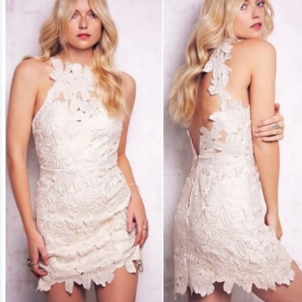 Jessa Floral white lace dress